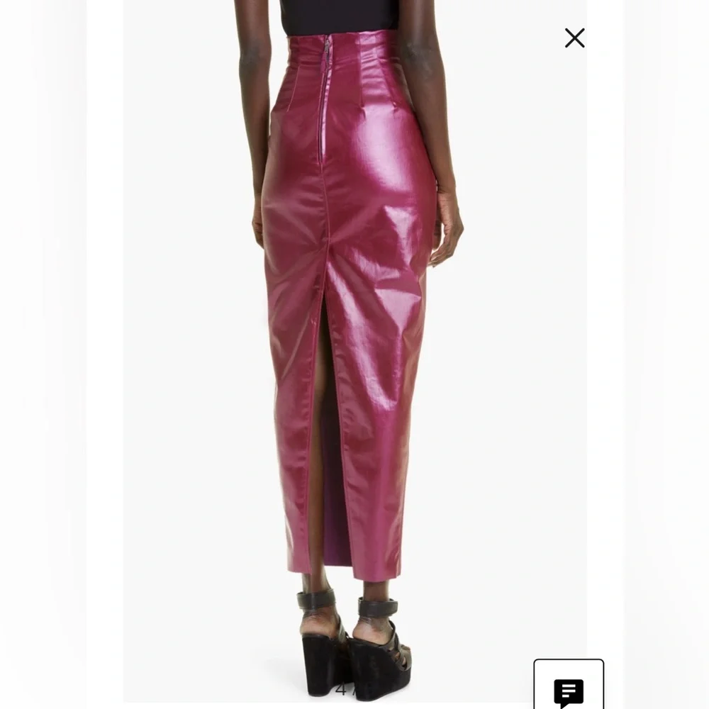 Rick Owens Coated Denim Maxi Pencil Skirt - Picture 2 of 9